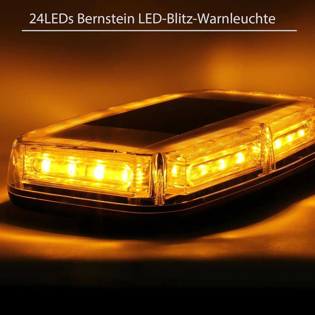 PROZOR Auto Rundumleuchte 24 LED 12V/ 24V Wasserdicht Warnleuchte mit Doppelschalter 5m Zigarettenan