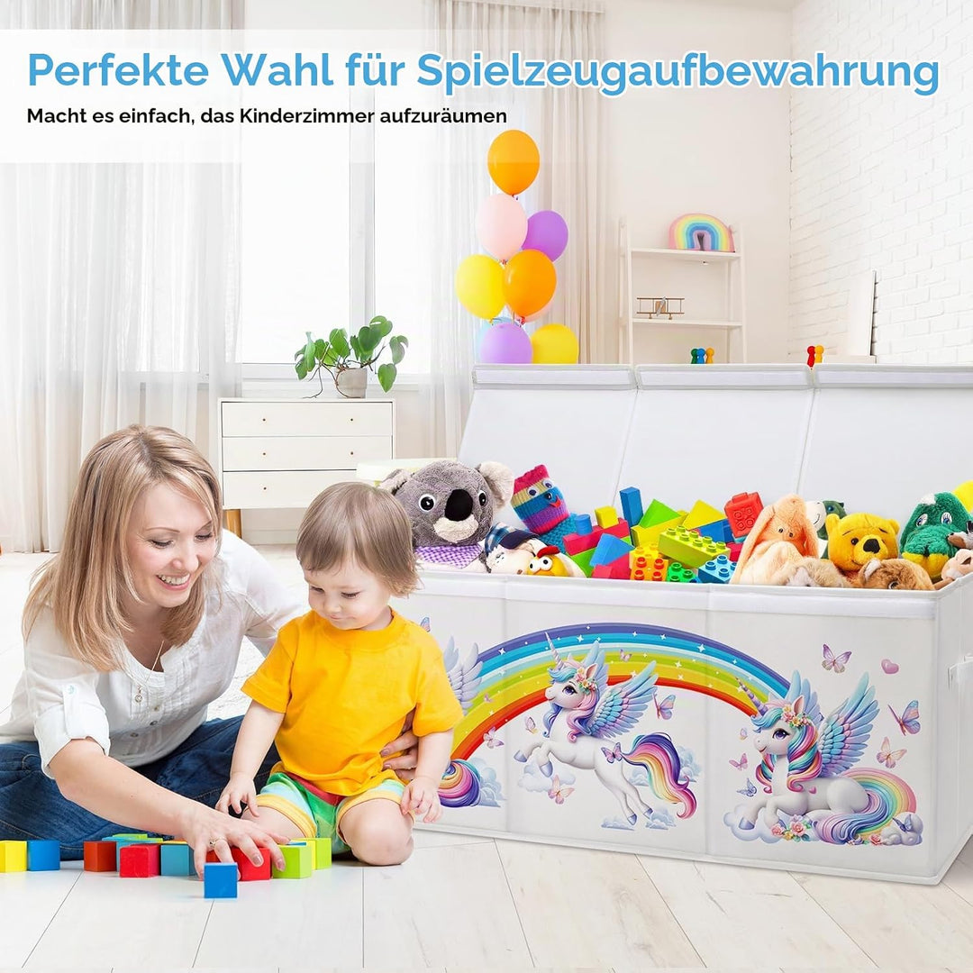 Extra Gross Aufbewahrungsbox mit Deckel Kinder, Zusammenklappbare Oxford-Spielzeugkiste mit Griff fü