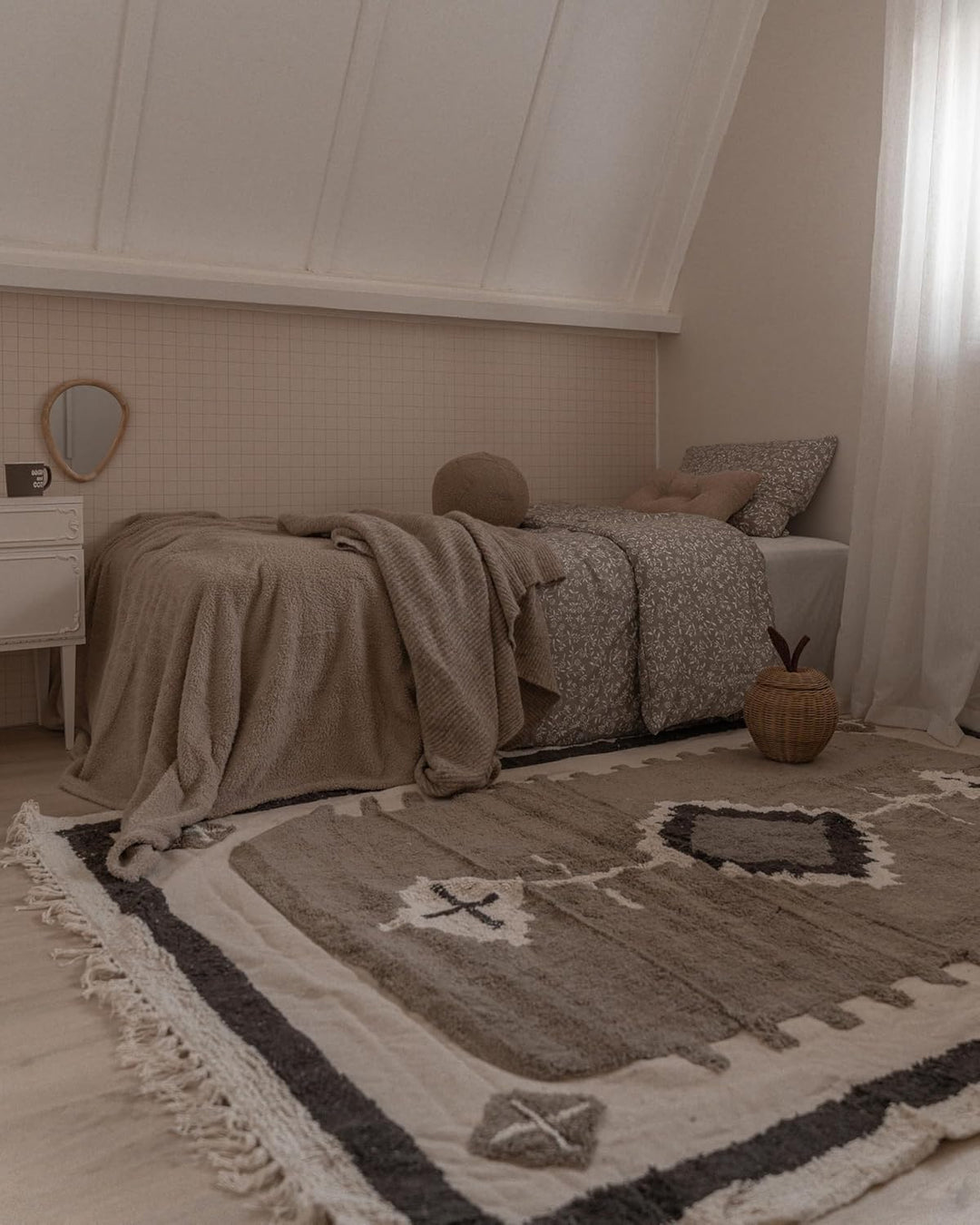 Teppich Baumwolle beige / braun geometrisches Muster Fransen 160 x 230 cm Geyve