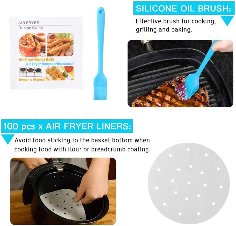 LooHome Zubehör für Heissluftfritteusen, 5 Sets für Gowise Phillips Cozyna, 7 Zoll Durchmesser für 3