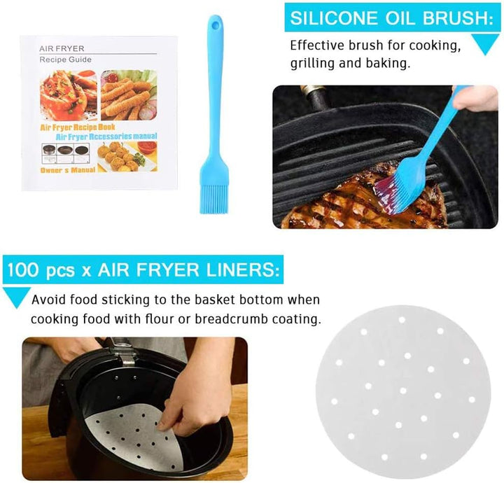 LooHome Zubehör für Heissluftfritteusen, 5 Sets für Gowise Phillips Cozyna, 7 Zoll Durchmesser für 3