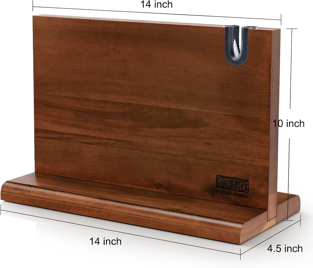 HOSHANHO Messerblock Magnetisch mit Schärfer, Doppelseitiger Starker Magnetischer Messerhalter, Natü