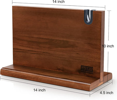 HOSHANHO Messerblock Magnetisch mit Schärfer, Doppelseitiger Starker Magnetischer Messerhalter, Natü