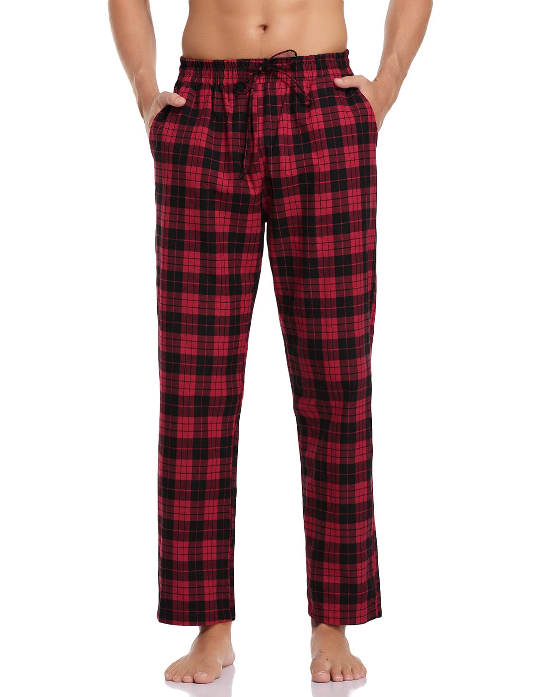 Aseniza Herren Schlafanzughose Lang Baumwolle Karierte Schlafhose Pyjamaunterteil Pyjamahose Freizei
