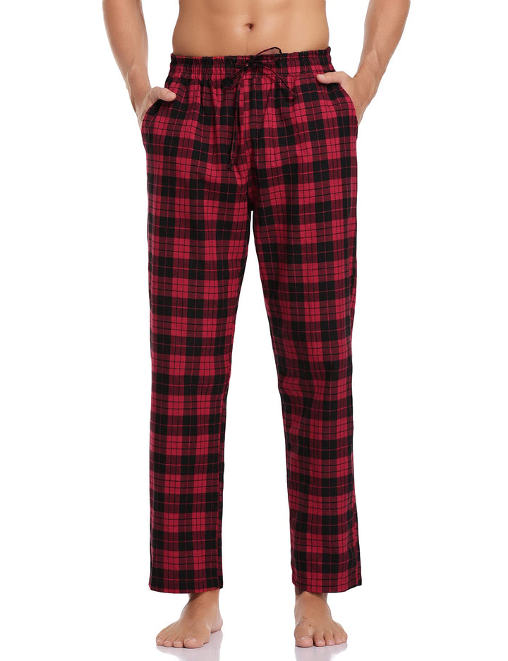 Aseniza Herren Schlafanzughose Lang Baumwolle Karierte Schlafhose Pyjamaunterteil Pyjamahose Freizei