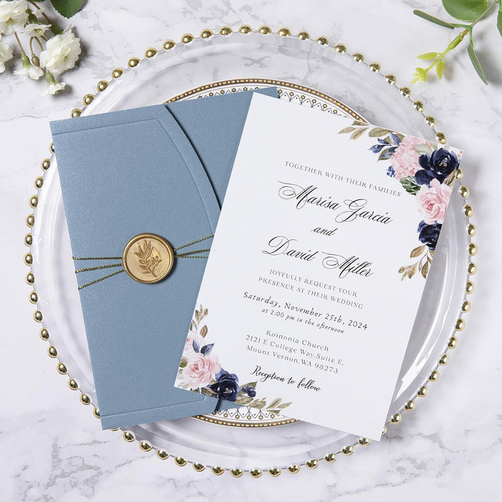 Ponatia - Hochzeitseinladungskarten-Set, 20 Einladungskarten zur Hochzeit, 12,7 x 17,8 cm, mit Umsch