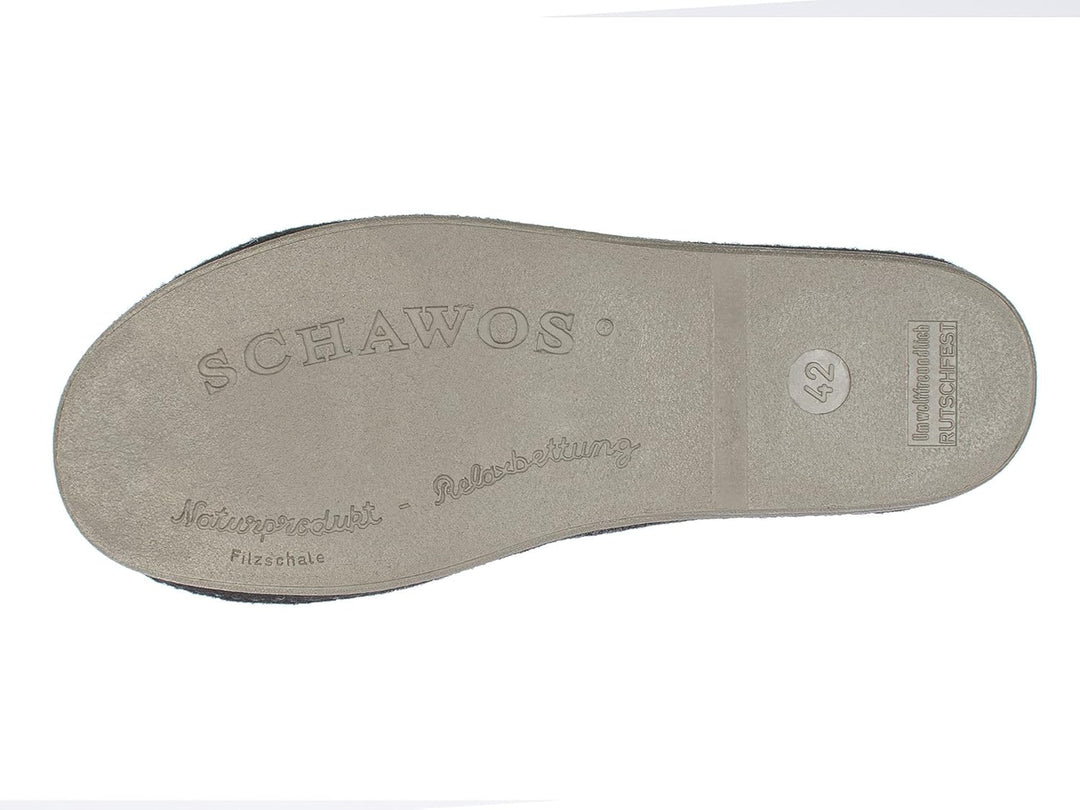 SCHAWOS Herren Filz Hausschuh 6030 mit Fussbett Feste Sohle rutschhemmend 41 EU Grau, 41 EU Grau