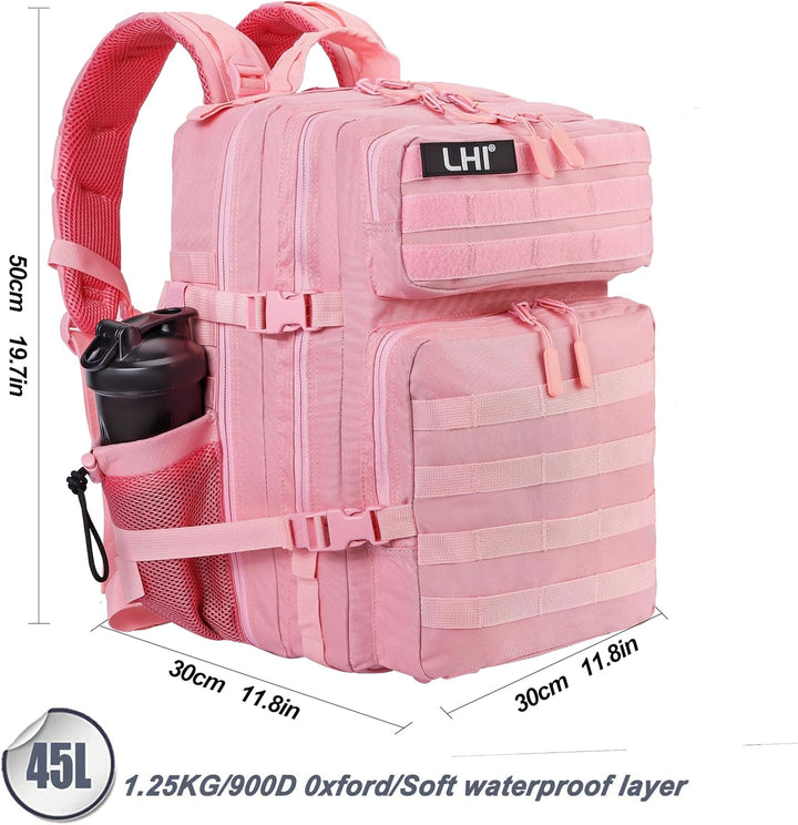 LHI Militärstil Taktischer Rucksack 45L mit MOLLE-System – Wasserdicht für Wandern, Survival, Campin