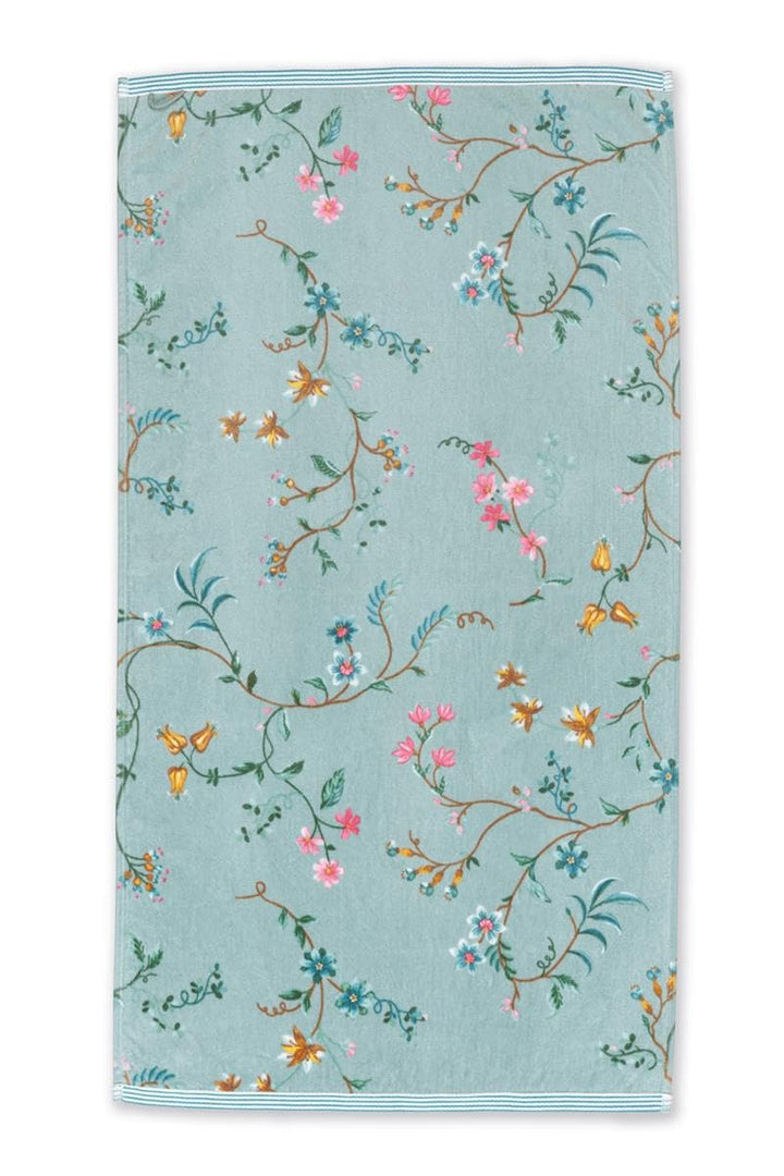 Pip Studio Les Fleurs Handtuch Blue 55x100cm (1 Stück) Blau Handtuch 55 x 100 cm, Blau Handtuch 55 x