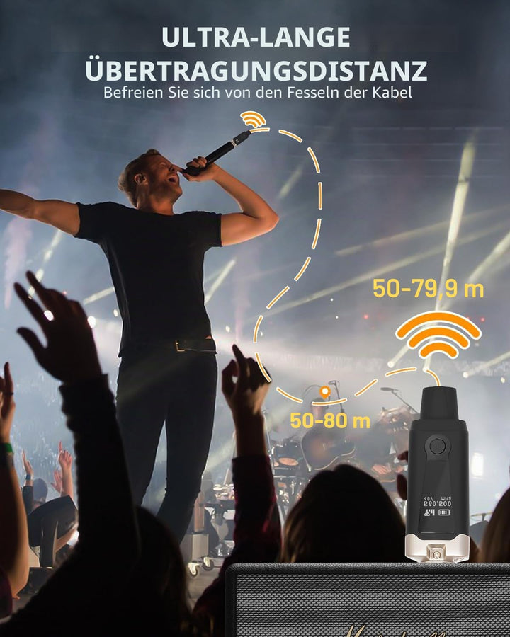 STRICH M2 UHF Drahtloses Mikrofone Sender Empfänger, XLR Mic Adapter 16 Kanäle für dynamische Mikrof