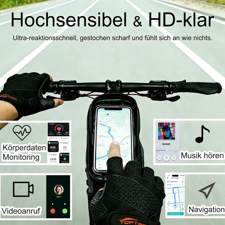 toptrek Fahrrad Rahmentasche, Fahrradtasche Rahmen für Smartphone mit TPU Sensitivem Touchscreen für
