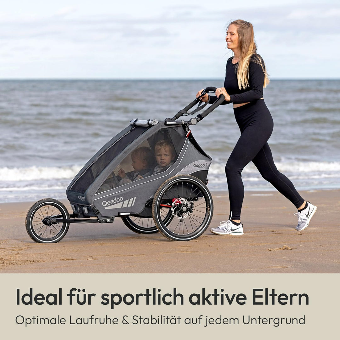 Qeridoo Unisex Jugend 14" Joggewheel for Two-Seater Zubehör für Stühle/Kinderwagen, Schwarz (Schwarz