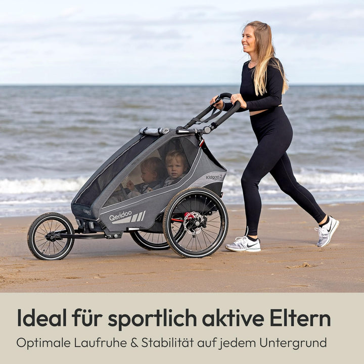 Qeridoo Unisex Jugend 14" Joggewheel for Two-Seater Zubehör für Stühle/Kinderwagen, Schwarz (Schwarz