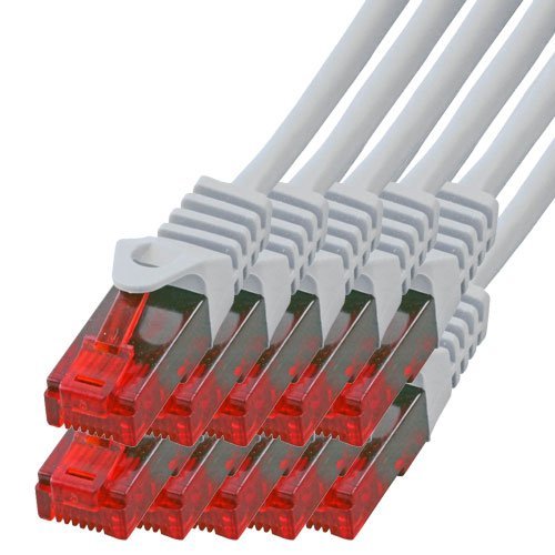 BIGtec - 10 Stück - 30m Gigabit Netzwerkkabel Patchkabel Ethernet LAN DSL Patch Kabel grau (2X RJ-45