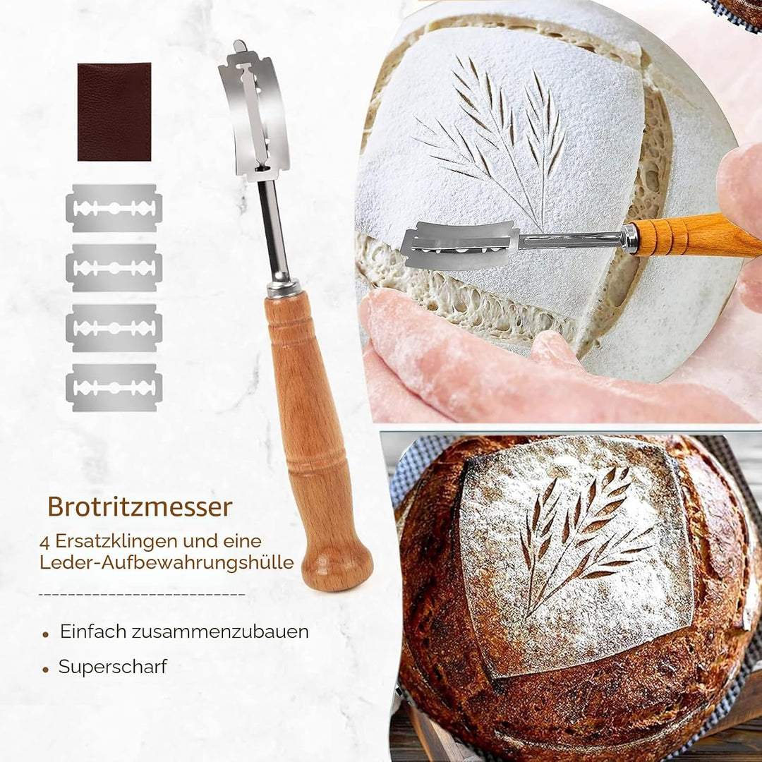 Brotgärkorb -Set- aus Silikon, Gärkörbchen zum Brotbacken (23cm Rund und 25cm Gärkörbchen oval),Brot