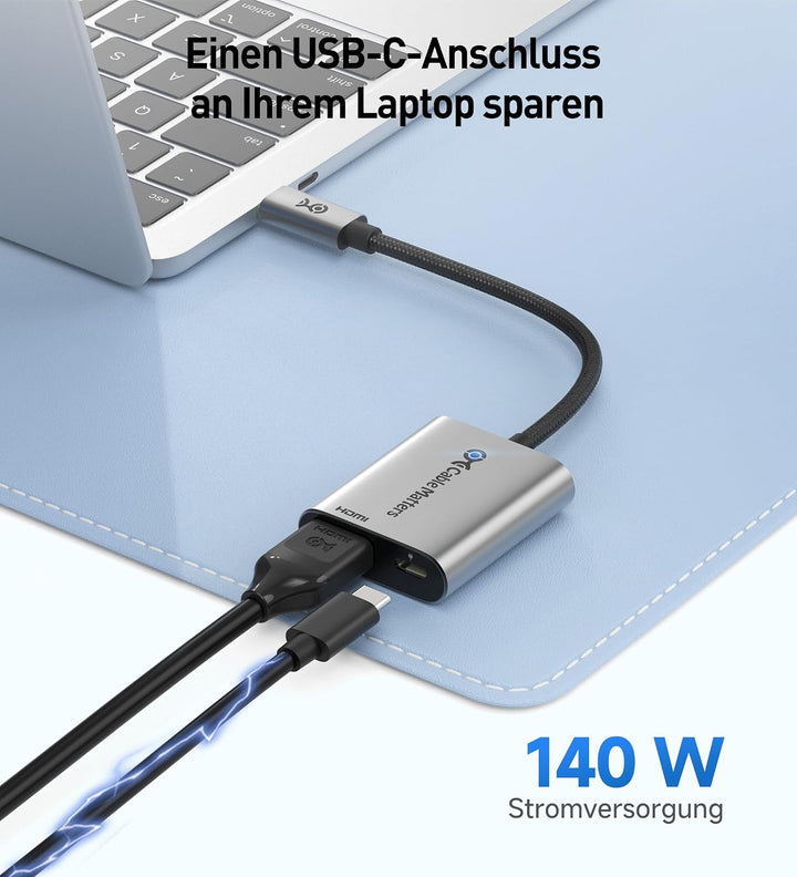 Cable Matters 48Gbps USB-C auf HDMI 2.1 Adapter mit 140W Power Delivery, 140W