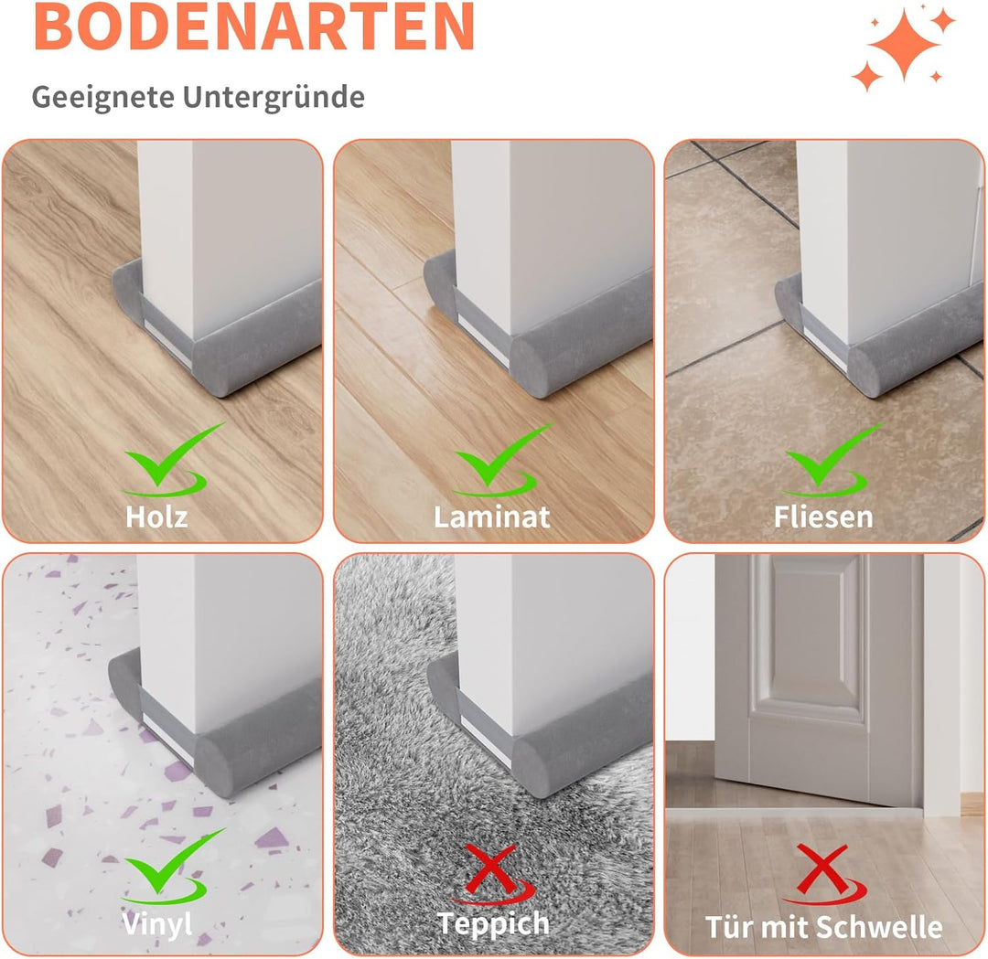 BKSAI Zugluftstopper für Türen Rückstandlos Türdichtung Haustür 60-110CM Windstopper Kälteschutz Sch