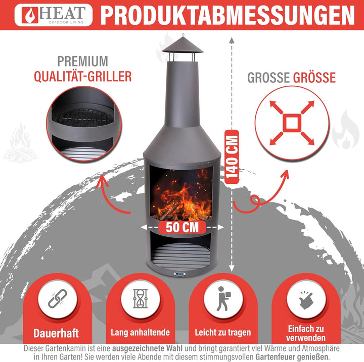 Larvik - Terrassenofen - Feuertonne & Feuerstelle für entspannte Abende - Feuersäule Outdoor - Terra