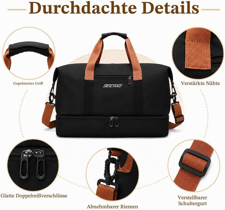 lafo Sporttasche &amp; Reisetasche für Damen und Herren, Wochenendtasche Gym Bag, wasserdichte Schwimmta