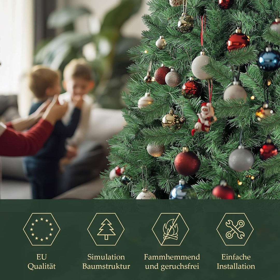 SALCAR Künstlicher Weihnachtsbaum 210 cm, Tannenbaum Künstlich mit Handschuhen und Metallständer, Ch
