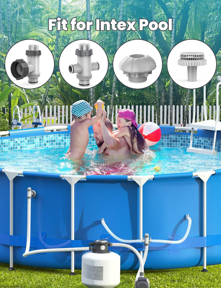 POOLHACKER Poolfilter-Set (Kolbenventil, Kolbenventil, Abzweigrohr, Abluftsieb, 1 ¼ Zoll, Einlassdüs