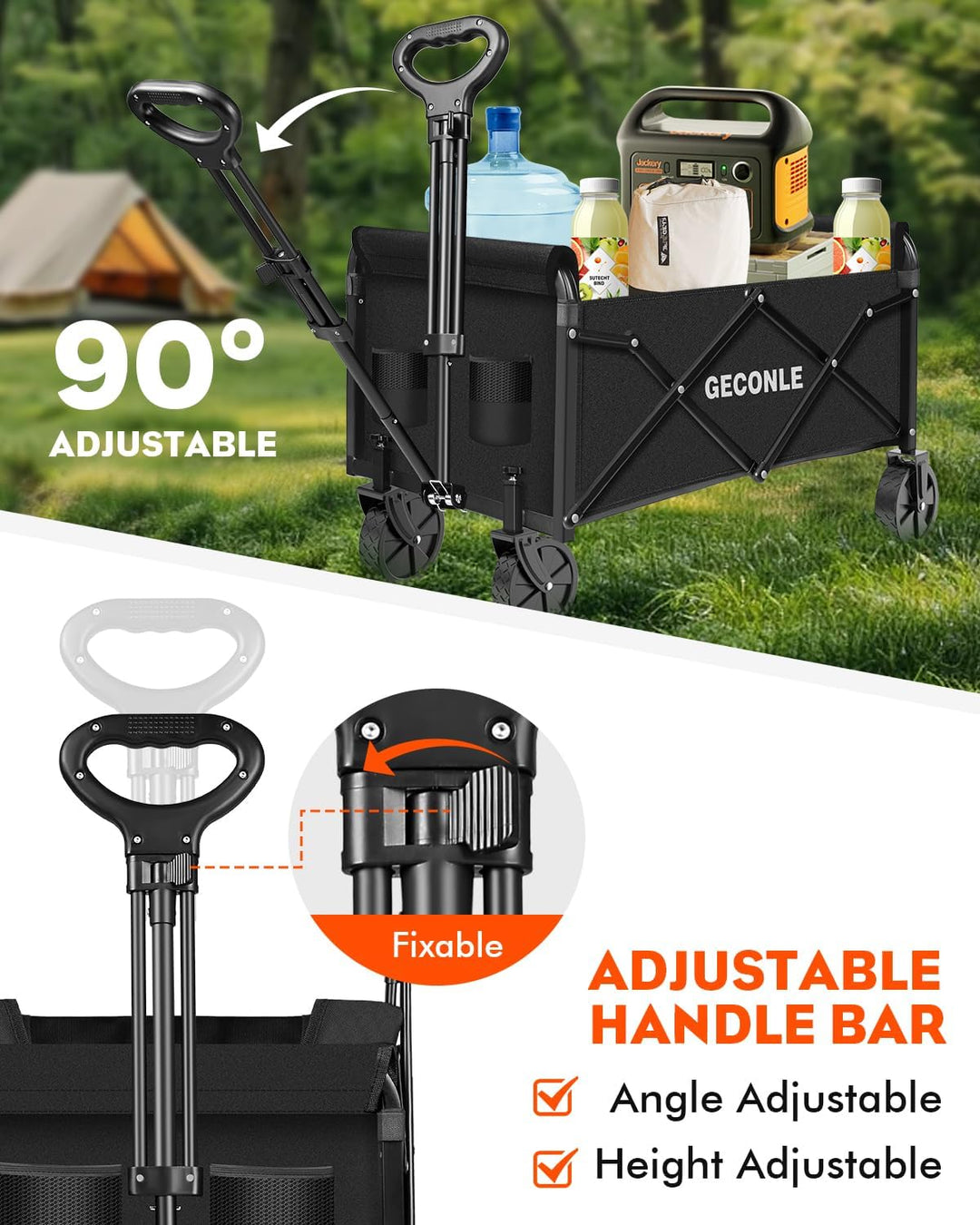 Bollerwagen faltbar Handwagen mit Getränkehalter 100L 100KG Transportwagen Gartenwagen Strandwagen f