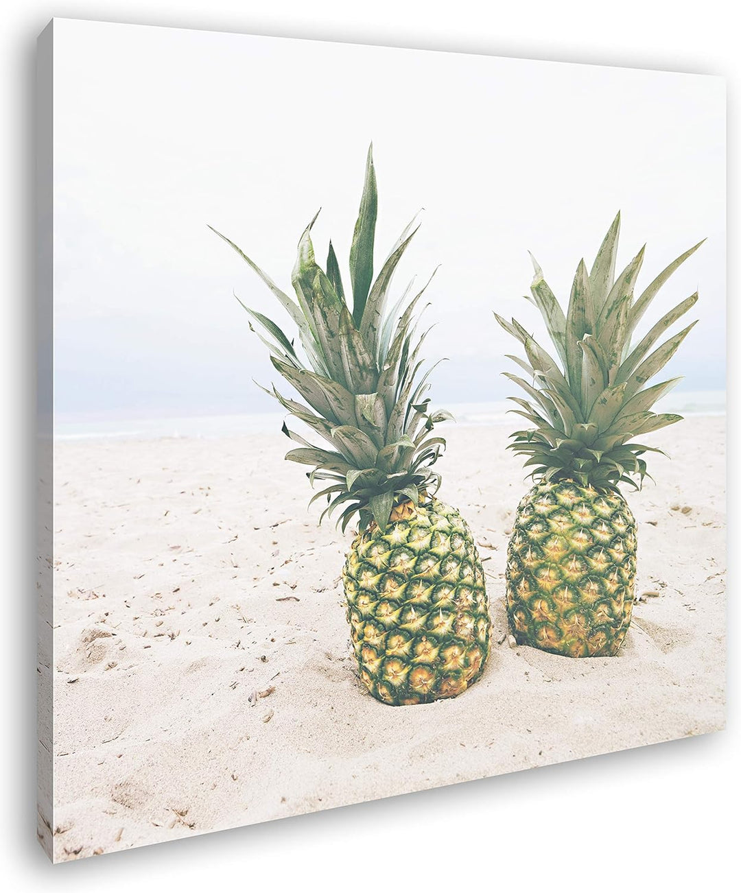 deyoli Ananas am Sandstrand Format: 70x70 als Leinwand, Motiv fertig gerahmt auf Echtholzrahmen, Hoc