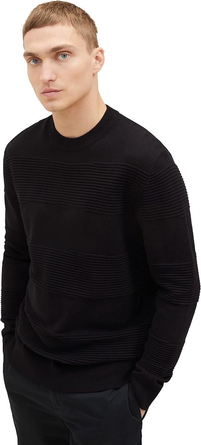 TOM TAILOR Denim Herren 1038260 Denim Strickpullover mit Struktur aus Baumwolle (1er Pack) S 29999 -