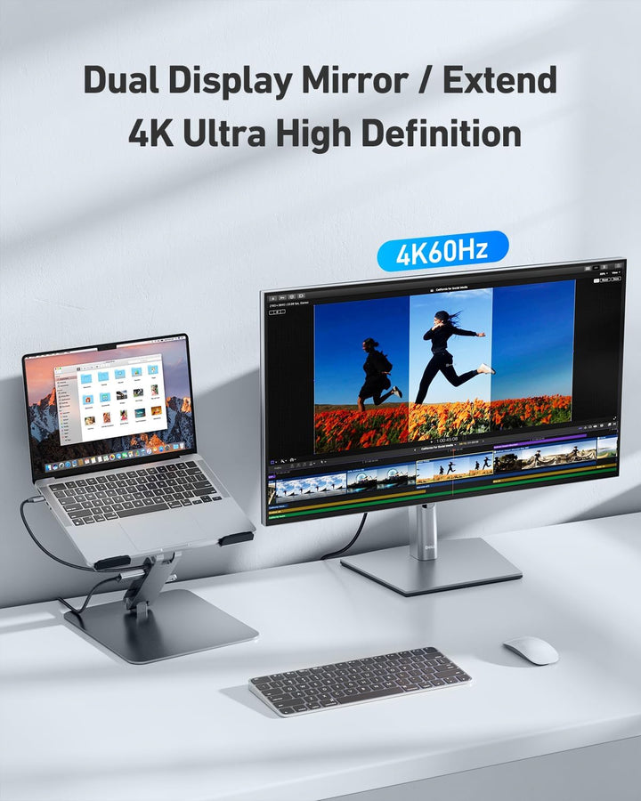BENFEI Laptop Ständer mit 7-in-1 USB C Dockingstation – HDMI (4K@60Hz), 1×SD& 1×Micro SD Kartenleser