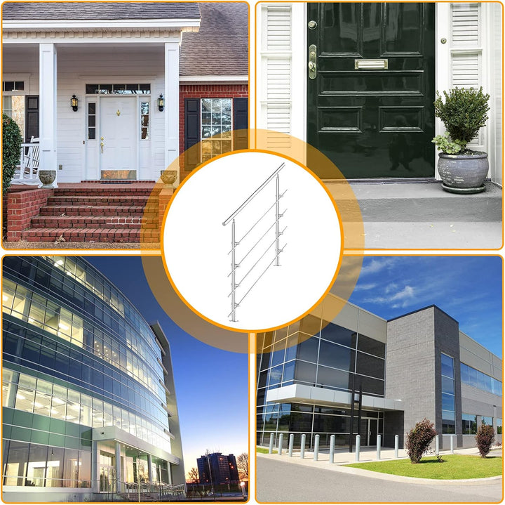 Tubiaz Edelstahl Handlauf Geländer ,Treppengeländer mit 4 Querstreben, Eingangsgeländer für Balkon T