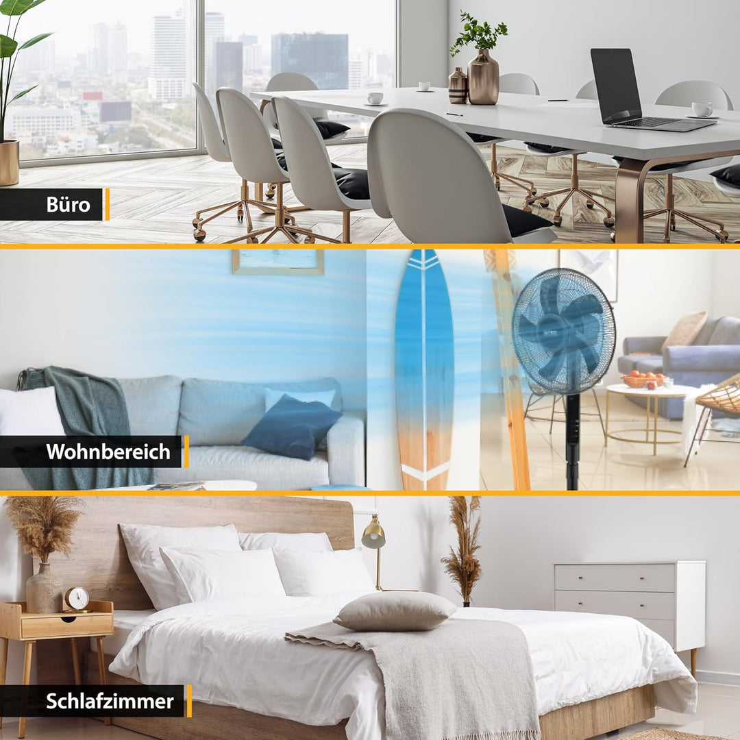 TZS First Austria Standventilator mit Fernbedienung | 135 cm höhenverstellbare & leise Windmaschine