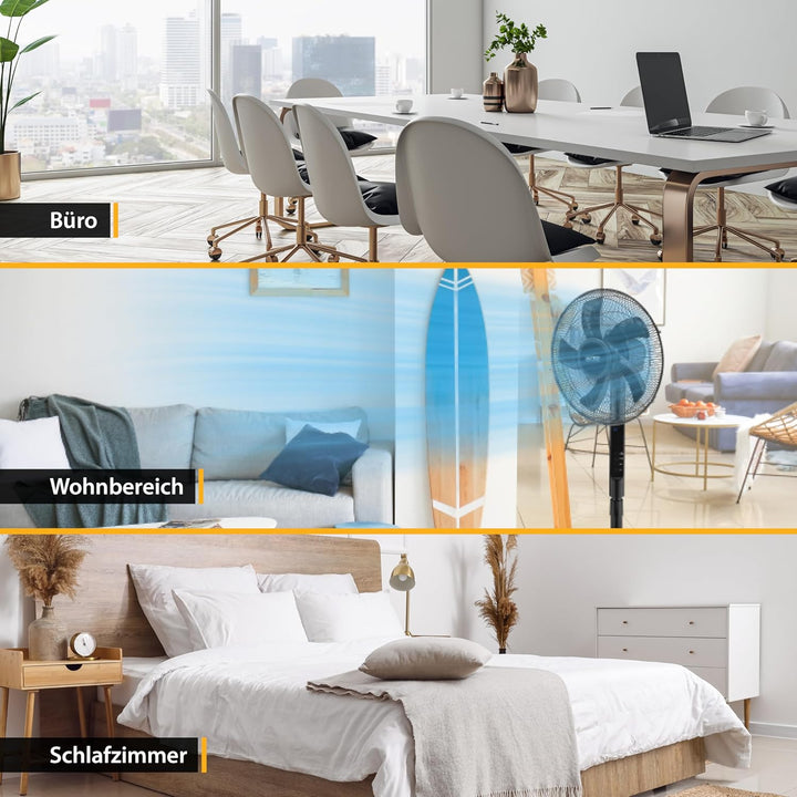 TZS First Austria Standventilator mit Fernbedienung | 135 cm höhenverstellbare & leise Windmaschine