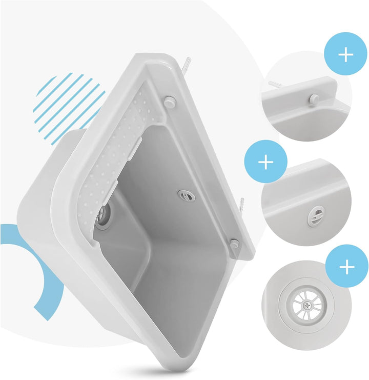 Waschbecken mit Regal 50 x 34 x 21 cm Weiss | Spülbecken Ausgussbecken Waschtrog Becken Ablage Überl