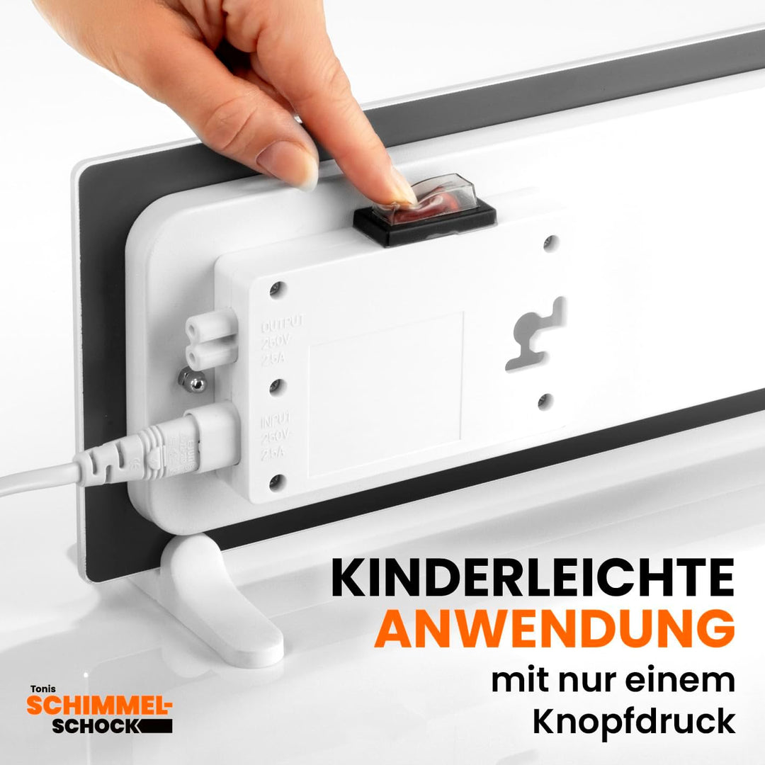 Tonis SCHIMMELSCHOCK 2x Glaspanel Anti-Schimmel-Heizung zur Schimmelbekämpfung plus Verbindungskabel