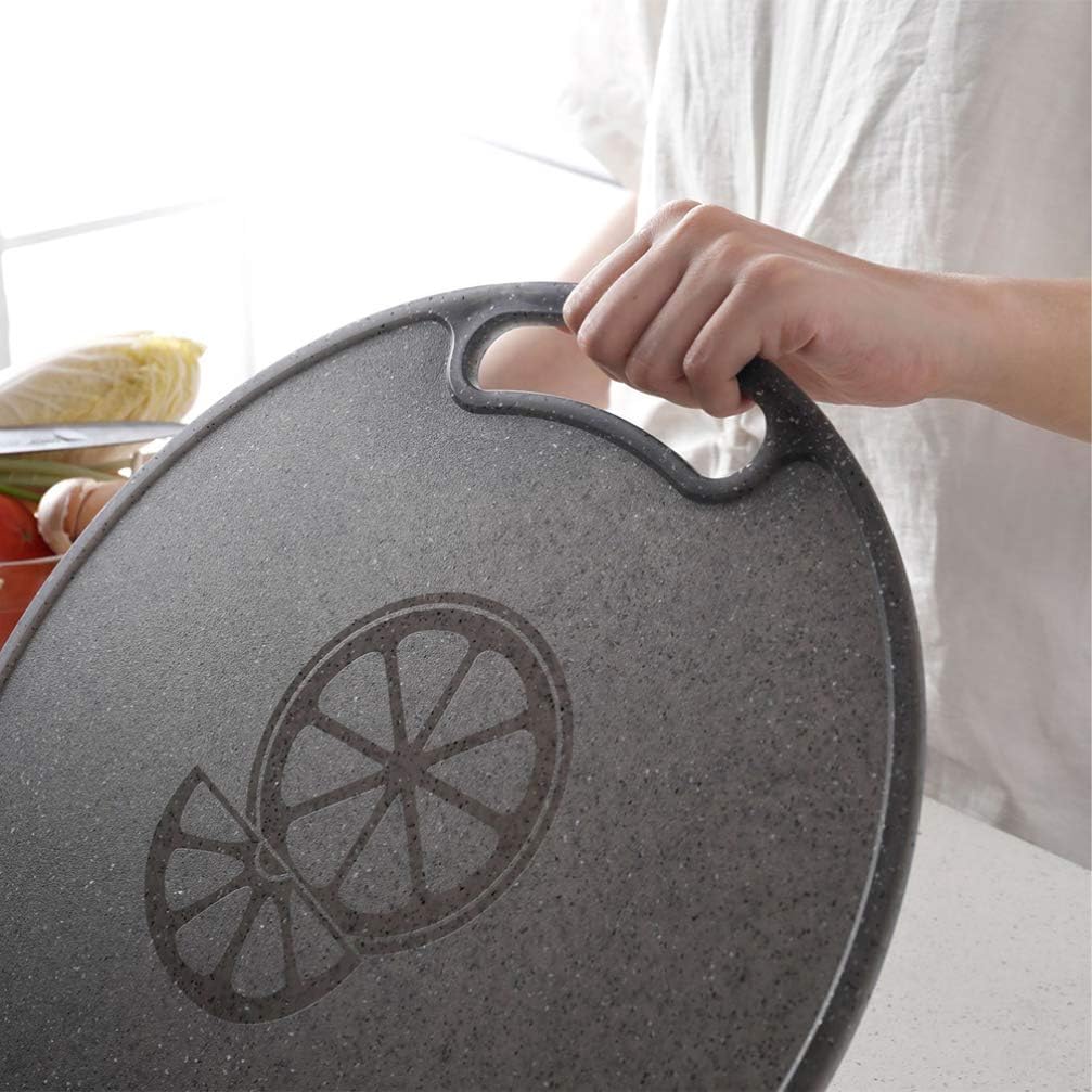 HEMOTON Schneidebrett Kunstoff Küchenschneidebrett Rund Hackbrette Obst Gemüse Schneidebrett mit Gri