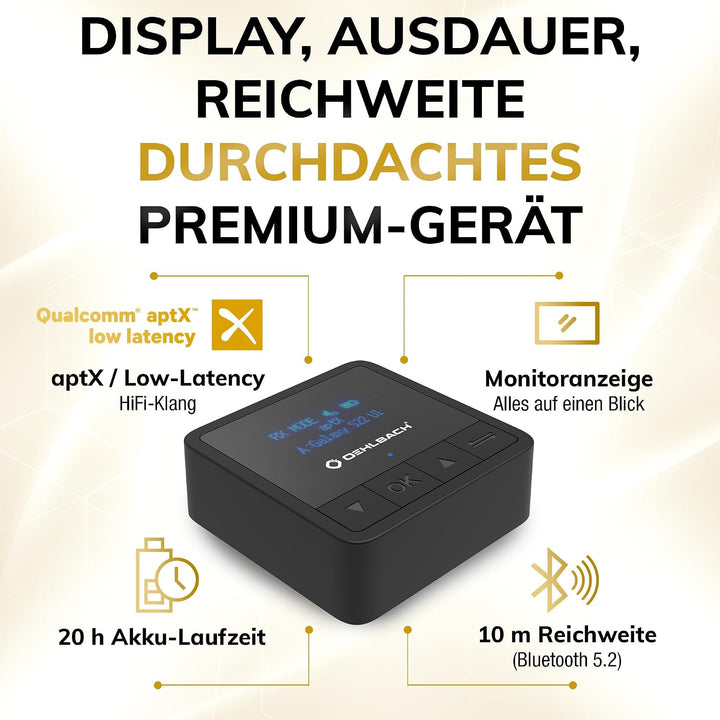Oehlbach BTR Innovation 5.2 - Bluetooth Transmitter und Receiver (Sender/Empfänger) in aptX Qualität