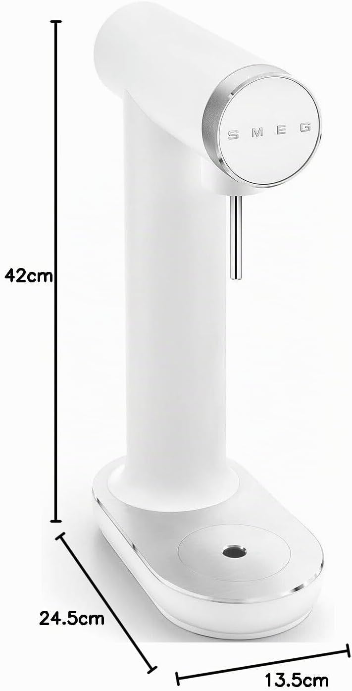 Smeg SKC01WHM Soda Maker, rutschfeste Füsse, platzsparendes Design, 800 ml, Mattweiss Einheitsgrösse