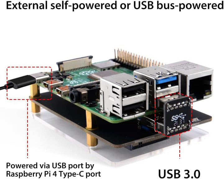 GeeekPi für Raspberry Pi 4,X862 V2.0 M.2 NGFF SATA SSD Speichererweiterungsplatine mit USB 3.1 Ansch