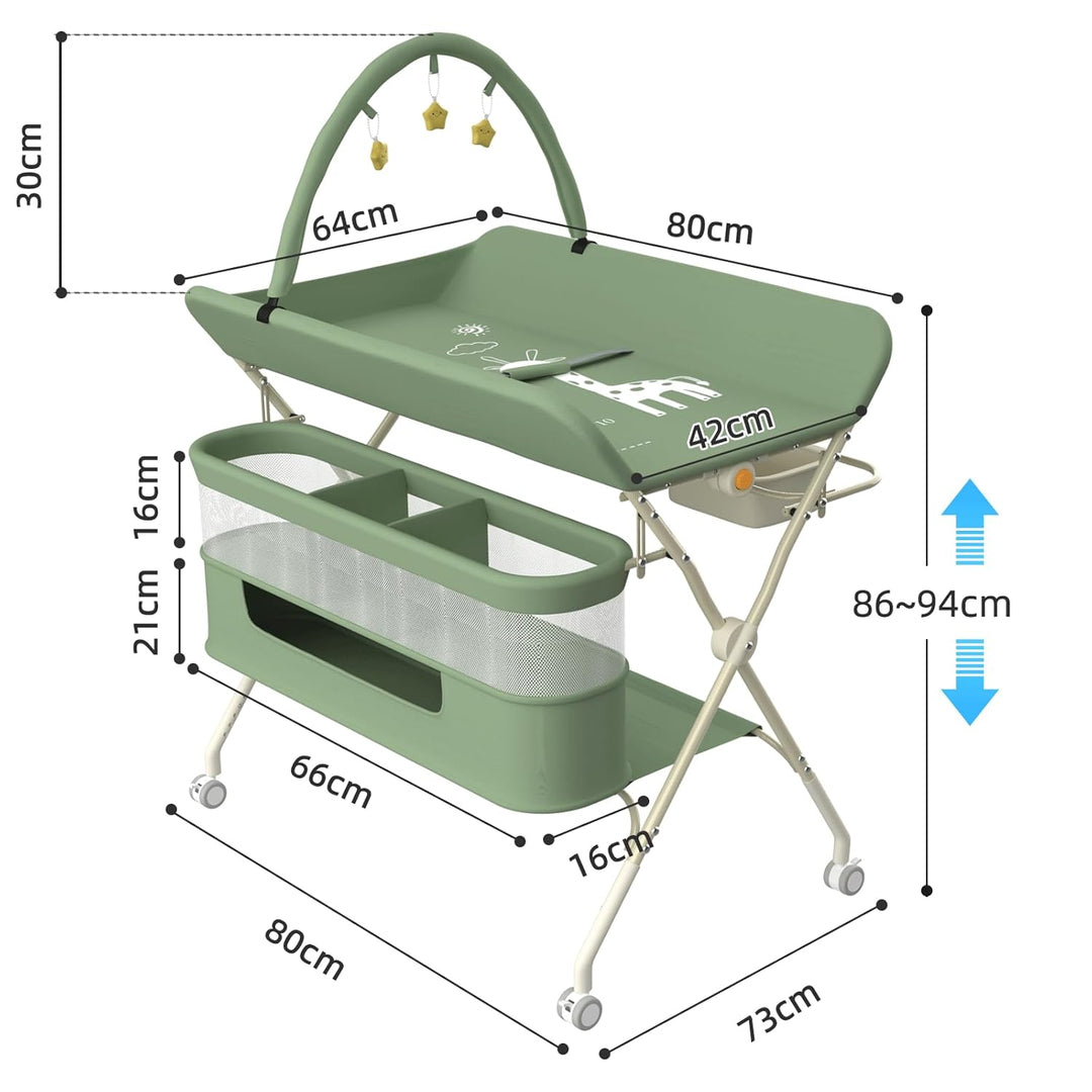 Wickeltisch, 3-in-1, Wickelkommode für Baby, von Geburt bis 12 Monate (bis 25 kg), Wickeltisch, falt