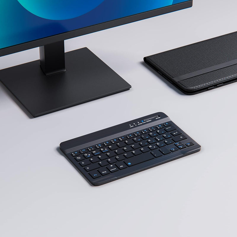 CSL - Bluetooth Slim Tastatur für Tablets 7-8 Zoll inkl. Kunstledercase - Wireless Keyboard im Slim