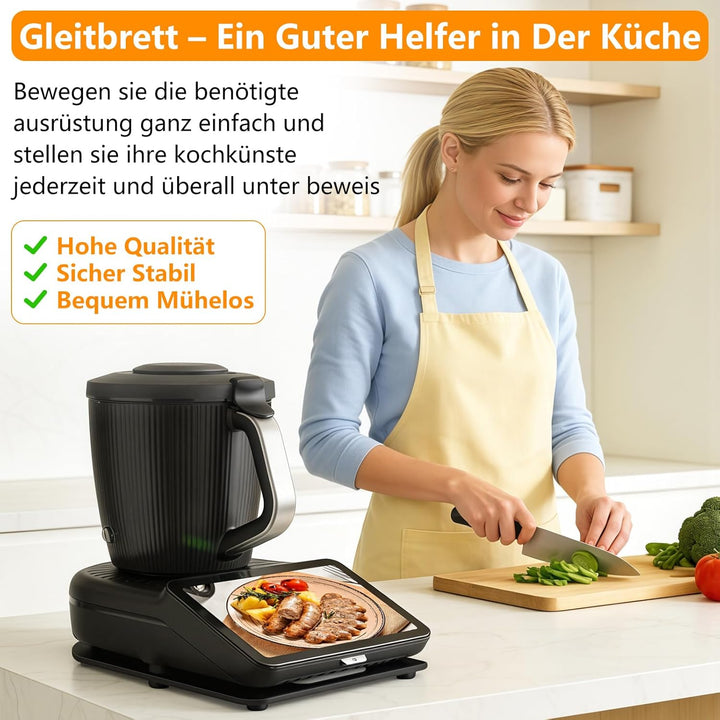 SelfTek Gleitbrett für Thermomix TM7 Zubehör, Wiegepalette kompatibel mit Thermomix TM7 mit 360° rol