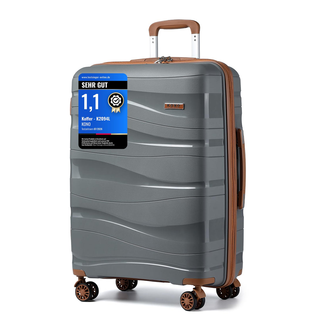 KONO Hartschalenkoffer Gross Leicht Koffer Trolley Reisekoffer mit 4 Rollen und TSA Schloss, 75x52x3