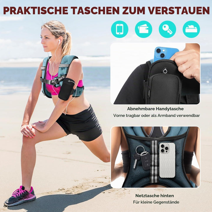 BAGAIL Gewichtsweste für Krafttraining, Brustgrösse Verstellbar, Praktische Tasche, mit Eisensand Ge