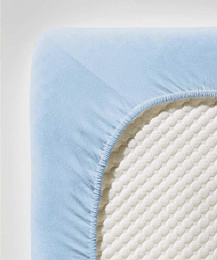 fleuresse Comfort Spannbettlaken, 96% Baumwolle, 4% Elasthan, bleu, 200 x 200 cm Bleu 200 x 200 cm,
