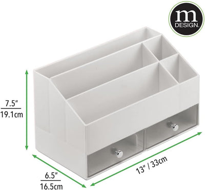 mDesign Kosmetik Organizer – Aufbewahrungsbox mit 5 Fächern und 2 Schubladen für Make-up, Nagellack