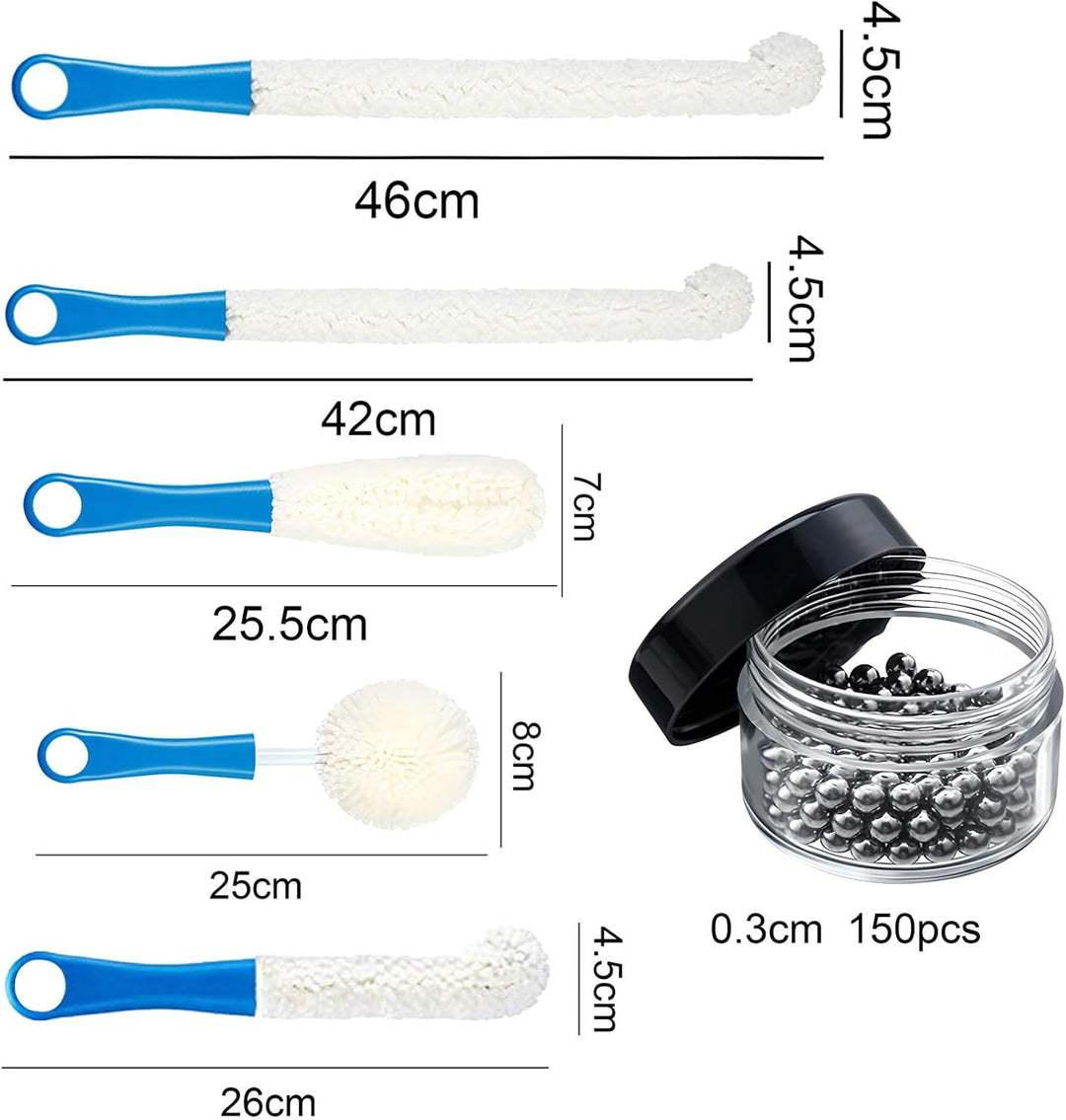 Dekanter-Reinigungsbürsten-Set, flexibles Flaschenbürsten-Set mit Reinigungsperlen für Weindekanter,