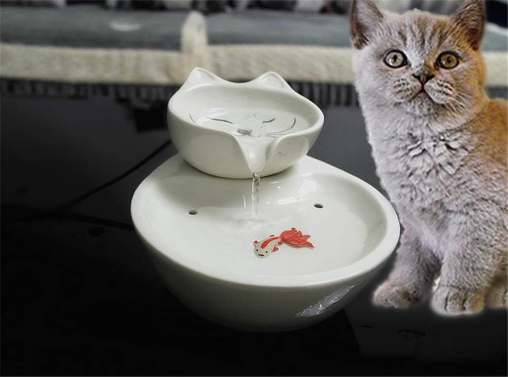 katzentrinkbrunnenKatze Wasserspender, Keramik Haustier, Trinken Wasser automatisch, Zyklus Futter W