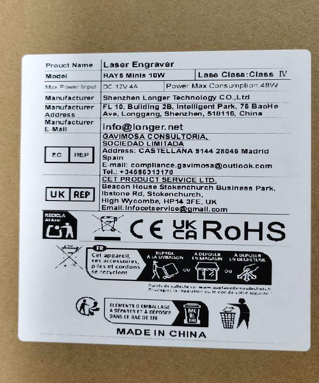 LONGER Ray5 miniS Lasergravierer mit Acryl-Schutzhaube, Laserklasse 1, unterstützt Offline-Gravur; i