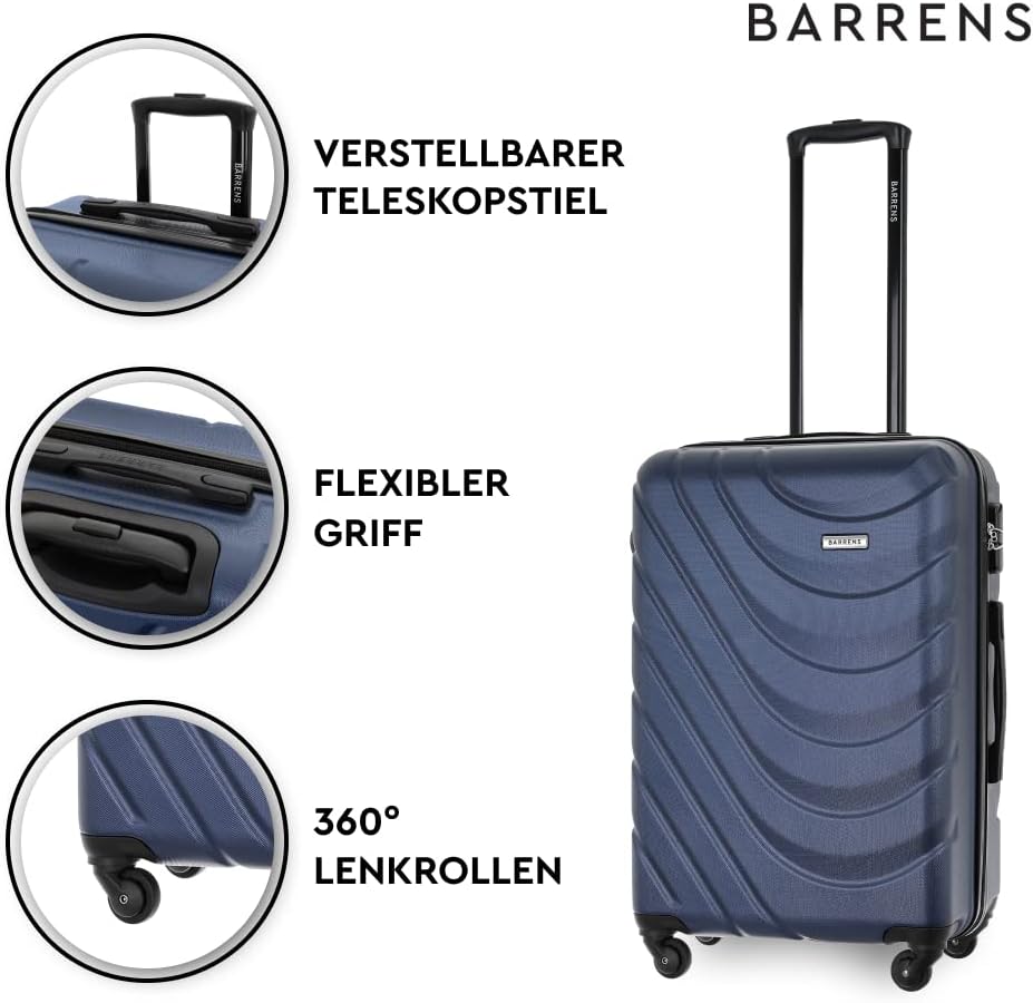 BARRENS Mittel Koffer | Aufgabegepäck | 67x46x26 cm | 63 L | Hochschlagfestes ABS-Material | Chiffri