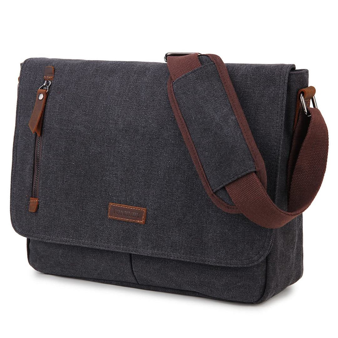 VX VONXURY Umhängetasche für Männer und Frauen, Canvas 14 Zoll Laptoptasche Messenger Bag Arbeitstas